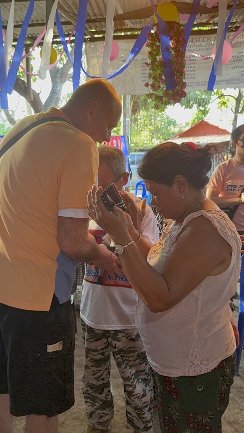 Prayer shared as daylight begins to fade.