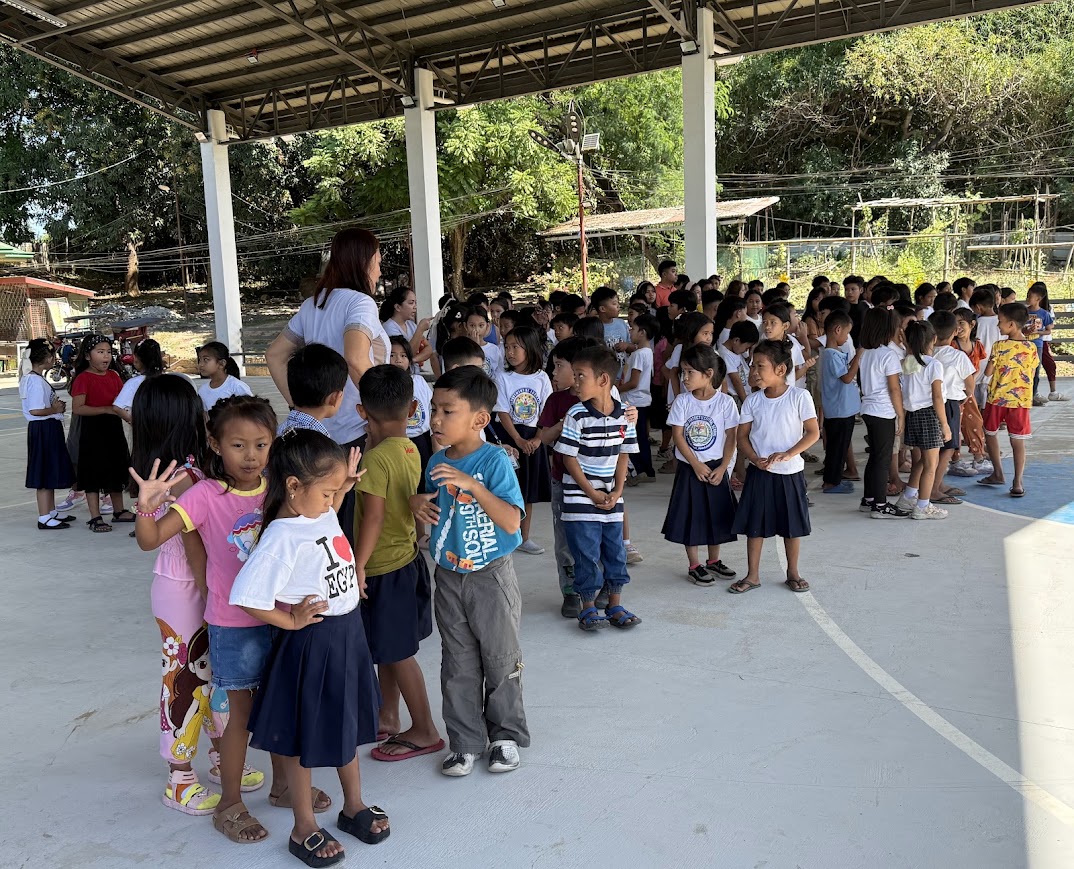 Lining up for the morning's activities.