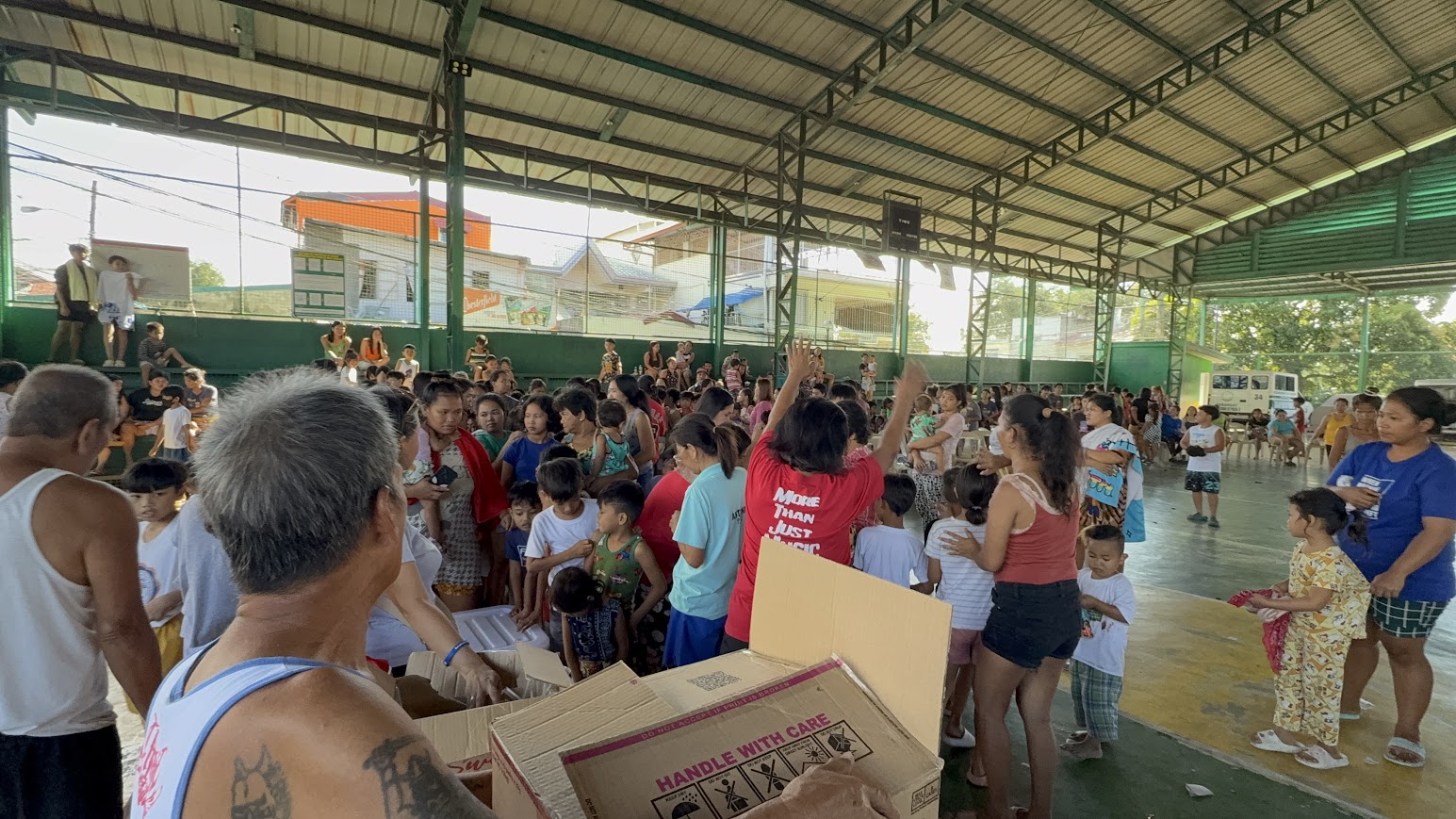 Boxes are opened for distribution.