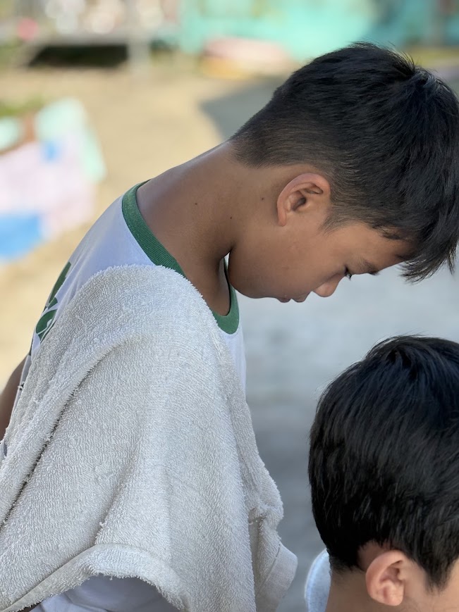 A tender moment of encouragement.